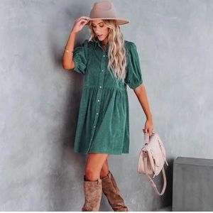 Vici emerald green corduroy dress